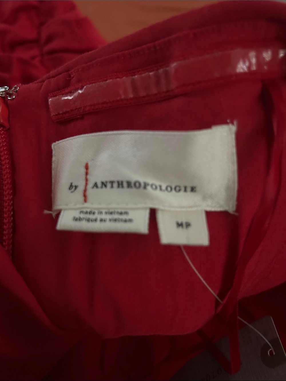 Anthropologie Red Strapless Ruched Mini Dress - Picture 2 of 4